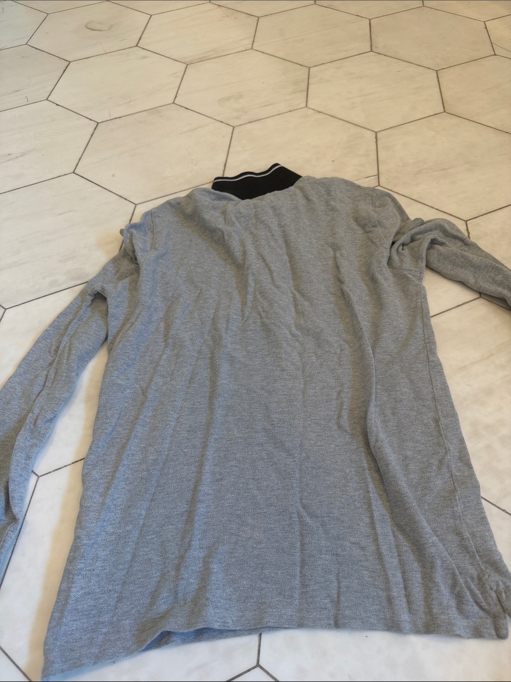 Burberry Grey Long Sleeve Polo with Black Contrast Collar, cotton - Picture 7 of 7